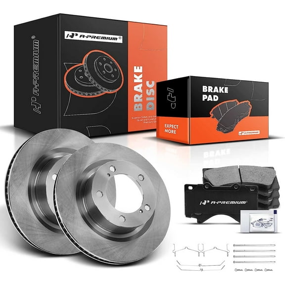 A-Premium 13.92 in(353.5 mm) Front Vented Disc Brake Rotors   Ceramic Pads Kit Compatible with Select Toyota and Lexus Models - Sequoia 08-21, Tundra 07-21, Land Cruiser 16-20, LX570 16-20, 6-PC Set