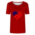 thumbnail image 4 of Fiudx Ofertas Relámpago Camiseta de Manga Corta con Cuello Redondo y Estampado Del Día de La Independencia para Mujer, Top/Camisa de Manga Corta con Cuello Redondo, 4 of 4