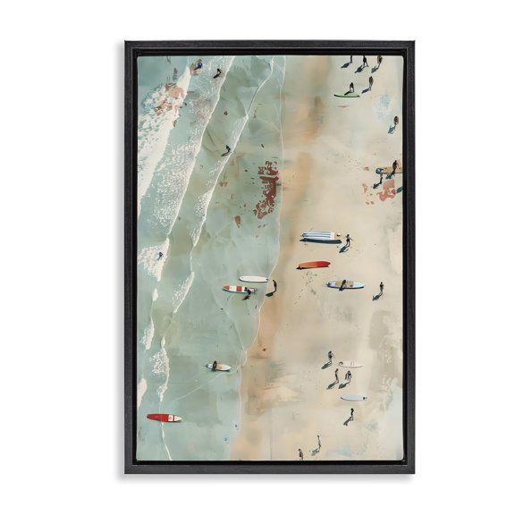 Stupell Industries Modern Scattered Surf Board Beach Black Floating Frame Canvas Art, 17 x 25, by LSR Design Studio