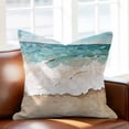 thumbnail image 2 of Abstract Beach Waves Throw Pillow Cover Retro Watercolor Blue Ocean Cotton Linen Cushion Cover Throw Pillow Case with Invisible Zipper for Couch Sofa Bed Chair Car 16x16 Inch, 2 of 10