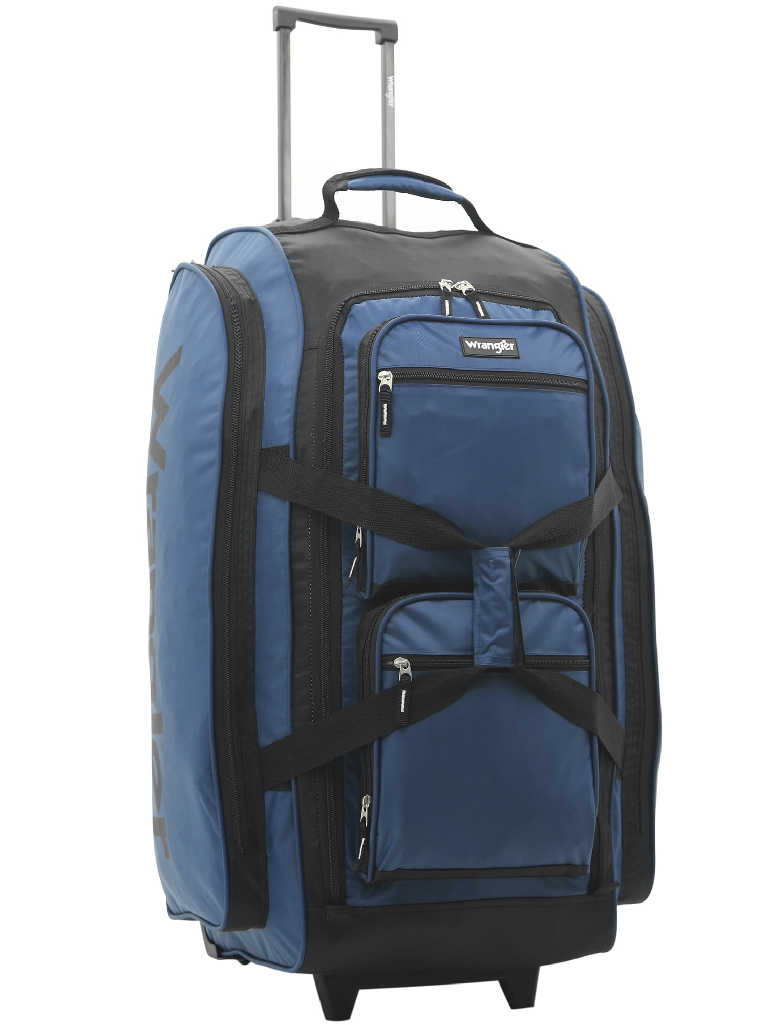Wrangler 30” Multi-Pocket Rolling Duffel w/ Telescopic Handle, Navy