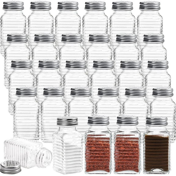 30 Pack Salt and Pepper Shakers, 3.3oz Glass Shakers Spice Jar with Metal Lids for Salt, Pepper, Spices, Seasonings, Restaurant & Home Kitchen Supplies