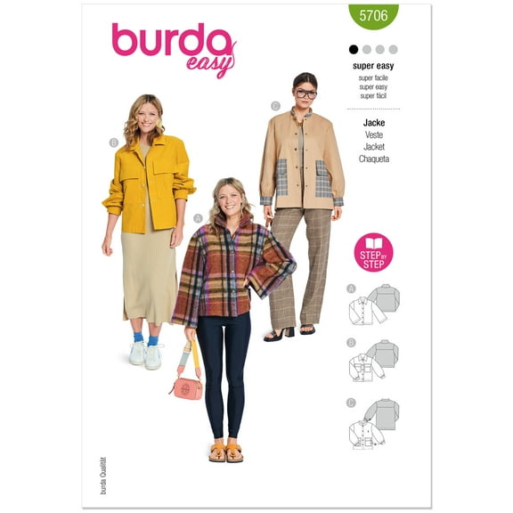 Burda Style Sewing Pattern 5706 - Misses' Jackets, Size: A (8-18)