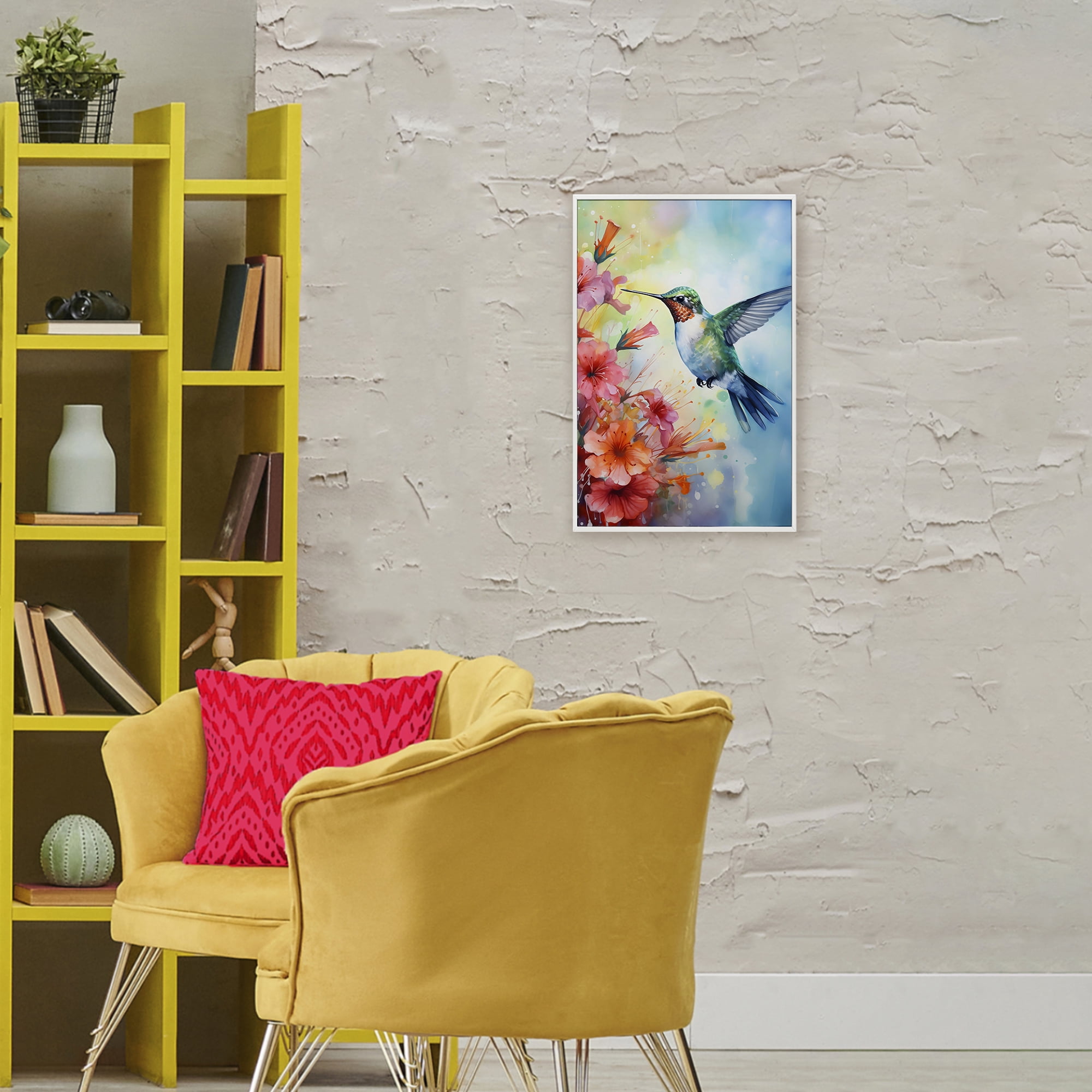Stupell Industries Hummingbird Hibiscus Serenade White Framed Giclee Art, design by Creative Studio
