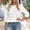 White, variant on Only Moment Womens Tops 3/4 Sleeve Crew Neck Lace Blouse Lace Casual Loose Long Sleeve Solid Lapel Long Blouses Tops with Pockets White,XL