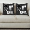 thumbnail image 3 of Set of 2 Throw Pillow Covers 18x18in - Black with White Hamburger Illustration & ' MY PUNGER ' Text - Perfect for Couch Bed Car Decor, 3 of 8