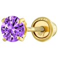 thumbnail image 1 of Minimaliste Petite Zircon Cubique Violet Simulé Améthyste CZ Hélice Ronde Cartilage Lobe d'Oreille Perçage Daith Rond Solitaire 1 Pce Boucle d'Oreille Véritable Or Jaune 14K Vis Arrière 3MM, 1 of 5