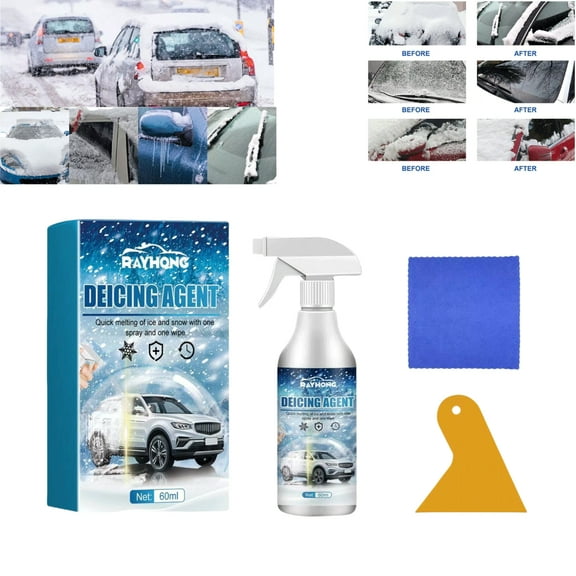 ZUANYETD Deicing Agent for Car Windshield, 60ml De-Icers for Car Windshield Defroster, Melting Spray, Window Snow Spray, Deicing Spray, Melting Spray, Auto Windshield Defroster Deicing Spray