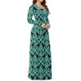 thumbnail image 2 of Asklazy Women's Long Sleeve Loose Plain Maxi Dresses Casual Long Dresses with Pockets,US Size,Floral Black Green,M, 2 of 8