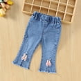 thumbnail image 6 of Toddler Girl's High Waisted Bow Front Bell Bottom Jeans Flare Leg Denim Pants Casual Fashion Cute Bowknot Jeans Pants with Pockets 6M-5Y, 6 of 9