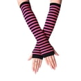 thumbnail image 2 of Punk Gothic Long Fingerless Gloves Knitted Arm Warmer Elbow Length Thumb Hole Gloves Emo Costume Accessories, 2 of 9