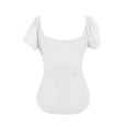 thumbnail image 4 of JIAYUE Women's Shirts Fashion Summer Short Sleeve With Drawstring V-Neck Tie Design Casual Solid Color Tee Leisure Female Tops, 4 of 5