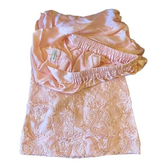 Embroidered Sequin Pakistani Indian Pants CREAM Light Pink Culottes Faux Silk