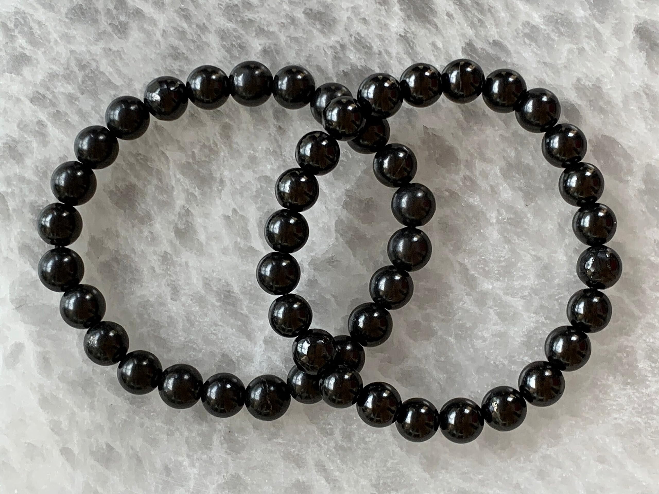 Shungite Crystal Bead Bracelet 8mm, Wholesale Genuine Shungite Stretch Gemstone Bracelet, Gift for Men & Women (2)
