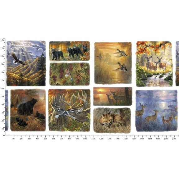 Whitetail Country Countryside Patch Multi Cotton Fabric