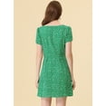 thumbnail image 4 of Vestido De Manga Corta Y Estampado Floral De Corazón De Estrella Por Encima de la rodilla Para Mujer Verde Floral L, 4 of 6