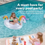 Joyfy Inflatable Unicorn Pool Float Raft with Glitters, Fun Beach Floaties, Ride On Unicorn Raft, Pool Toys, Party in Summer Lounge Raft Decorations for Kids