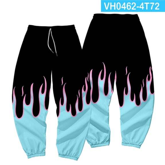 Colorful Flame Sweat Pants 3D Joggers Pants Fashion Smooth Satin Trousers Men/Women Clothing Hip Hop Pantalon Homme Sweatpants