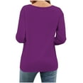 thumbnail image 4 of Atogsazn Women's 3/4 Sleeve Blouse Casual Dressy Crewneck Pullover Tshirt Flowy Loose Fit Tops Outfit Summer 01-Purple XXL Fashion, 4 of 7