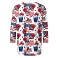 thumbnail image 5 of asdoklhq Womens Cute Tops 3/4 Length Sleeve Shirts Colorful Graphic Tees Women Crew Neck 3/4 Sleeve Flag Star Print T-Shirt Casual Loose Patriotic Top Red L, 5 of 5