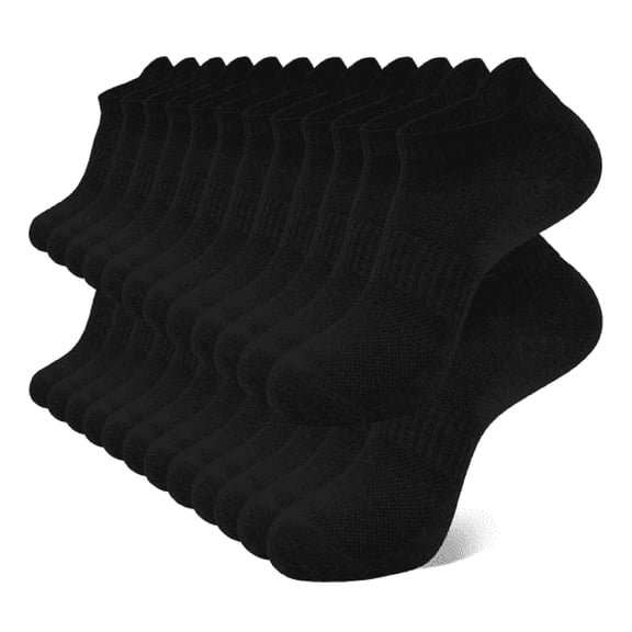 TELOLY Ankle Socks for Men,Running Low Cut Socks Athletic Size 10-12 Socks for Men Comfortable Breathable Moisture Wicking Sports Accessory Black,12 Pairs