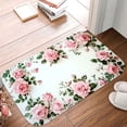thumbnail image 5 of 1pc Pink Roses Border Absorbent Non-Slip Bathroom Thickened Flannel Rug Decor,Soft,Quick Drying,Suitable For Indoor/outdoor Use,Bathrooms,Bedrooms,Kitchens,Terrace,Laundry Rooms,16"x24", 5 of 9