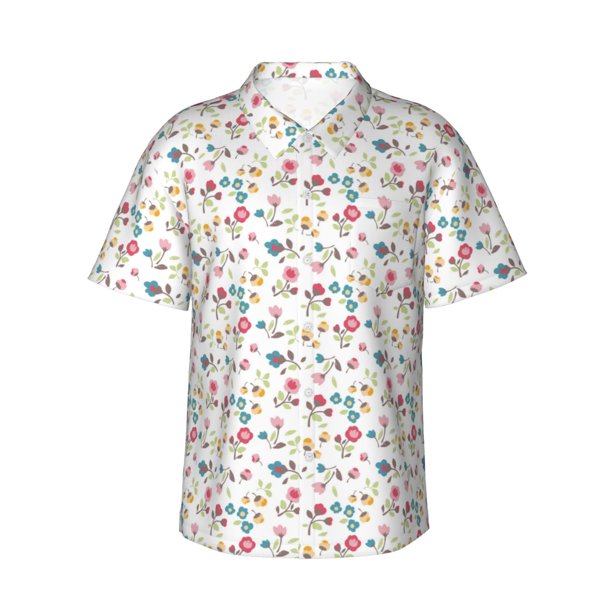 Fotbe Summer Floral Camisa Hawaiana para Hombre Unisex – Camisa Casual de Verano con Botones de Manga Corta de Algodón y Lino,XX-Large