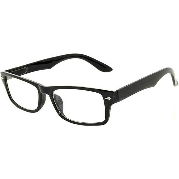 Retro Narrow Rectangular Glasses - Black Frame / Clear Lens
