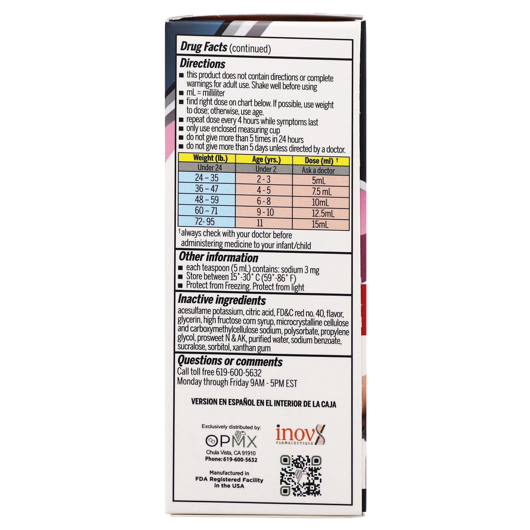 Mejoralito Children's Fever Oral Suspension, 4 oz Bottle