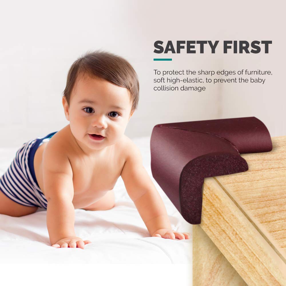 Akisor Corner Safety Bumpers Healthy PBA Free Baby Cushion,Table Furniture Safety Protect Child,Keep Your Kids Head Safe Under Stairs,Pack 8