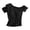 Black, variant on Women's Cotton Pajama Top Short Sleeve Round Neck Night T-shirt Built-in Bra Pads Thin Sleepwear