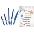 thumbnail image 3 of SET JUEGO DE 5 CUCHILLOS FILOSOS CARNE PAN CALIDAD azul 1, 3 of 5