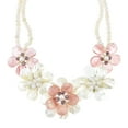 thumbnail image 4 of Elegant Bouquet Seashell, Pearl, and Pink Quartz Statement Necklace for Female Adult and Teens, 4 of 4