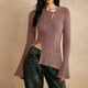 thumbnail image 2 of Tops túnica,Blusa informal de poliéster con cuello en V y manga larga para mujer, color liso para otoño, sopatenor, 2 of 9