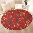 thumbnail image 4 of Red Christmas Gingerbread Man Pattern Round Blanket,Comfortable Soft Flannel Throw Blanket,All Season,Warm Lightweight Blankets for Sofa Bed Couch Living Room Chair 47"x47", 4 of 5