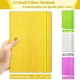 thumbnail image 2 of Golden Glitter Notebook, 8.3x5.7” 160 Lined Pages Glitter Never Peel Off Sparkle Journal for Wide Ruled A5 Hardcover Notebooks for Teens Women Writing Note Taking Office Work Gifts, 2 of 5