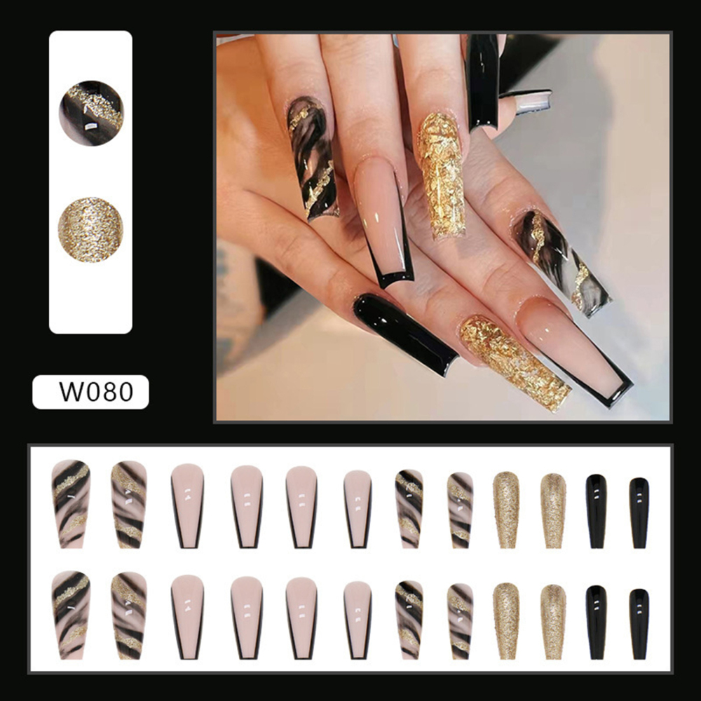 Shining Gold Presson Nails Lightweight Charming Fake Nails for Finger