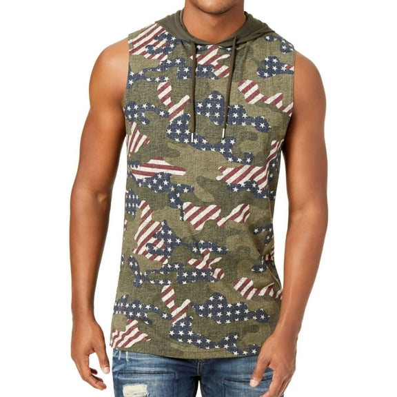 American Rag Mens Hooded Tank Top, Green, Small