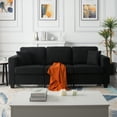 thumbnail image 2 of BSHTI 86.6 inch Modern Style Teddy Fabric Sofa with 2 Pillows,Featuring Extra-Wide Deep Sofa,Suitable for Living Room,Bedroom,Office Black, 2 of 16