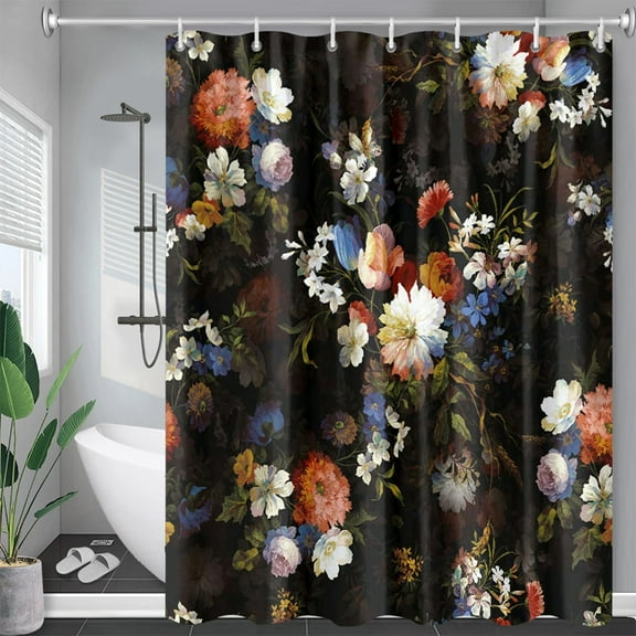 Floral Plant Leaf Flowers Fabric Waterproof Polyester Shower Curtains Bathroom Curtain Bath Printing Bathroom Curtains
