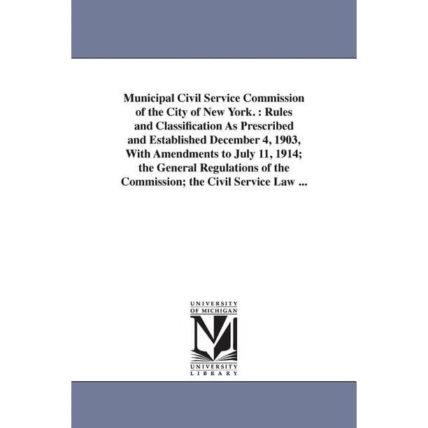 Municipal Civil Service Commission of the City of New York. Rules and