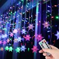 thumbnail image 6 of Gnmfd Christmas Snowflake Curtain String Lights 16 Snowflake 80 Mini LED 11.5ft Battery Operated Holiday Decor Indoor Outdoor Window Wall Party Decoration Romantic Ambient Lighting, 6 of 7