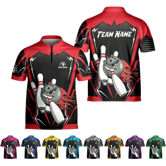 Custom Bowling Jersey for Men & Women - Style Shirts for Team (Red, S)