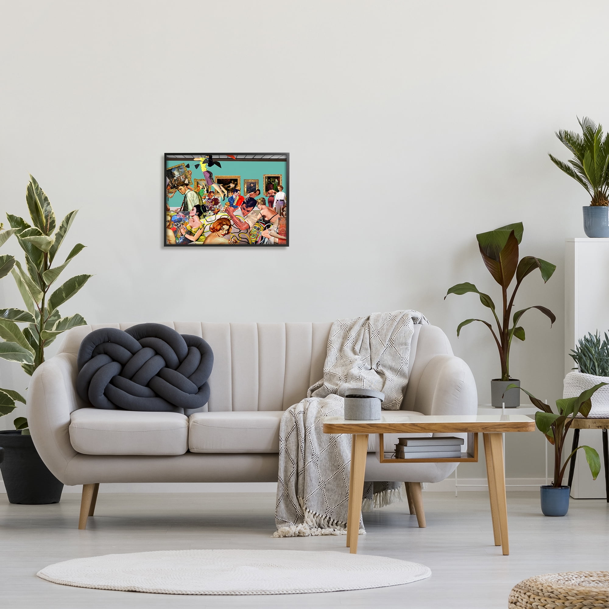 Stupell Industries Vintage People Collage Novelty Painting Black Framed Art Print Wall Art, 20 x 16