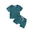 thumbnail image 1 of Qiylii Baby's Solid Color 2Pcs Clothes Set,Short Sleeve T-shirt+Elasctic Shorts, 1 of 8