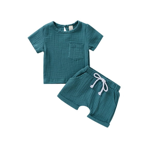Qiylii Baby's Solid Color 2Pcs Clothes Set,Short Sleeve T-shirt+Elasctic Shorts
