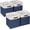 Blue, variant on 4 count Small Fabric Storage Bins,15x6x5 inch Long Narrow Storage Baskets with PU Handles for Closet,Cabinet,Countertop Organizing Small Items,Khaki