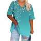thumbnail image 4 of Camisetas Casuales de las Mujeres Más Tamaño V-Cuello Impresión Manga Corta Color Sólido Base de Verano Superior, Ligero para Diario, 4 of 9