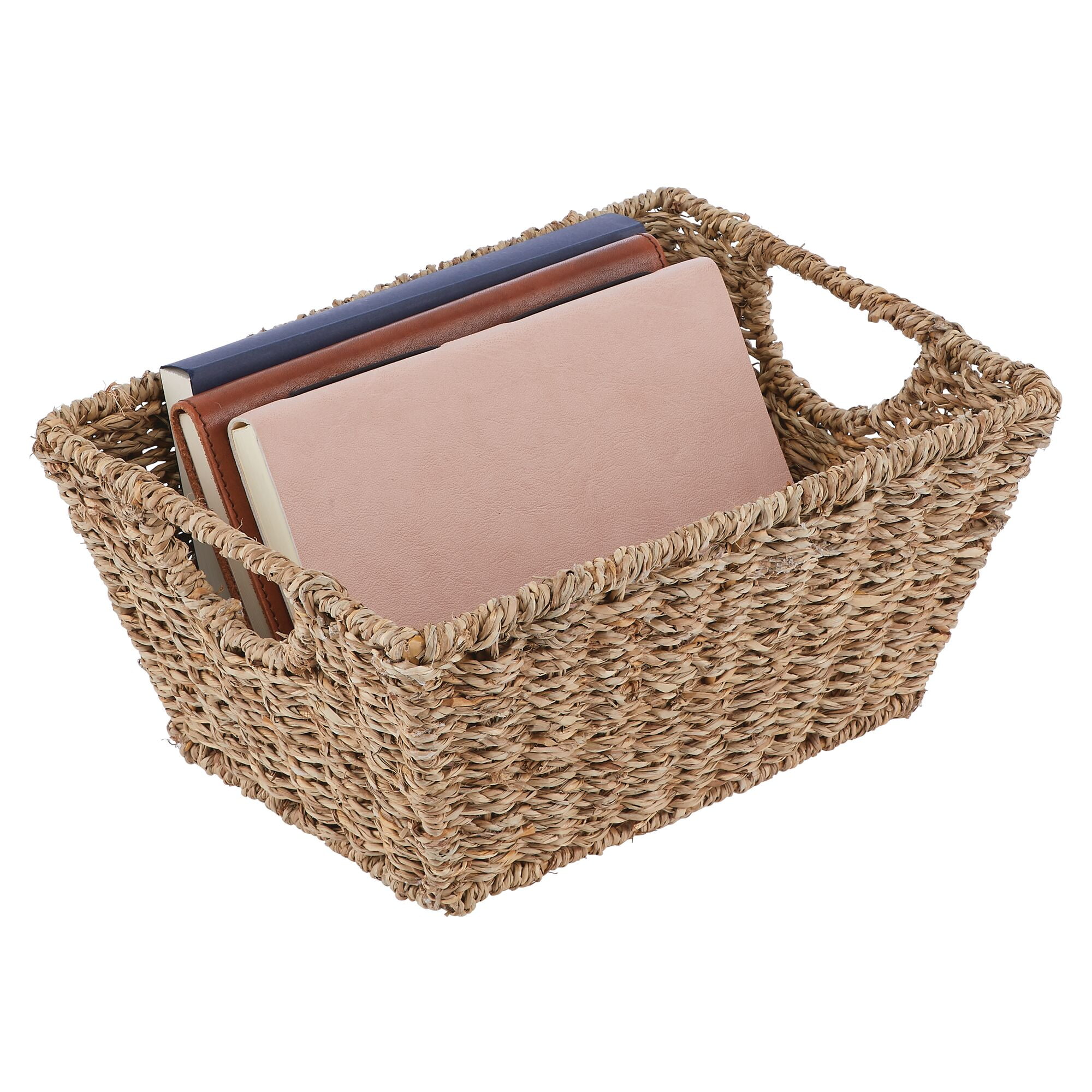 mDesign Woven Seagrass Nesting Kitchen Storage Basket Bins, 4 Pack - Natural/Tan