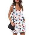 thumbnail image 2 of WTOBBY Women's Fashion Summer Two Piece Outfit Floral Print Sleeveless Cropped Top and High Waist Shorts Set with Pockets Casual Bodysuit for Comfort ,White S, 2 of 6